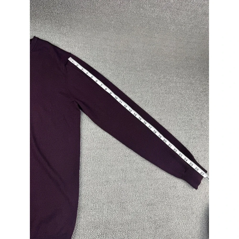 Magaschoni Sweater Mens Large Tall L/T Burgundy 100% Wool V-Neck Fine Knit